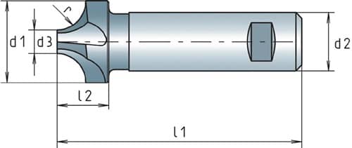 MAYKESTAG Viertelkreisprofilfräser DIN 6518B TypN R.4mm D.14mm HSS-Co Weldon
