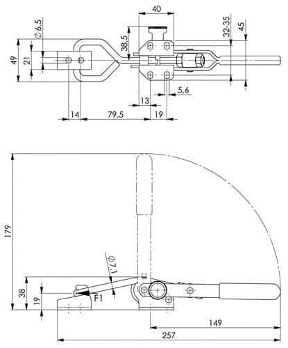 AMF Verschlussspanner Nr.6847SU Gr.3 horiz.Sicherheitsverriegelung AMF
