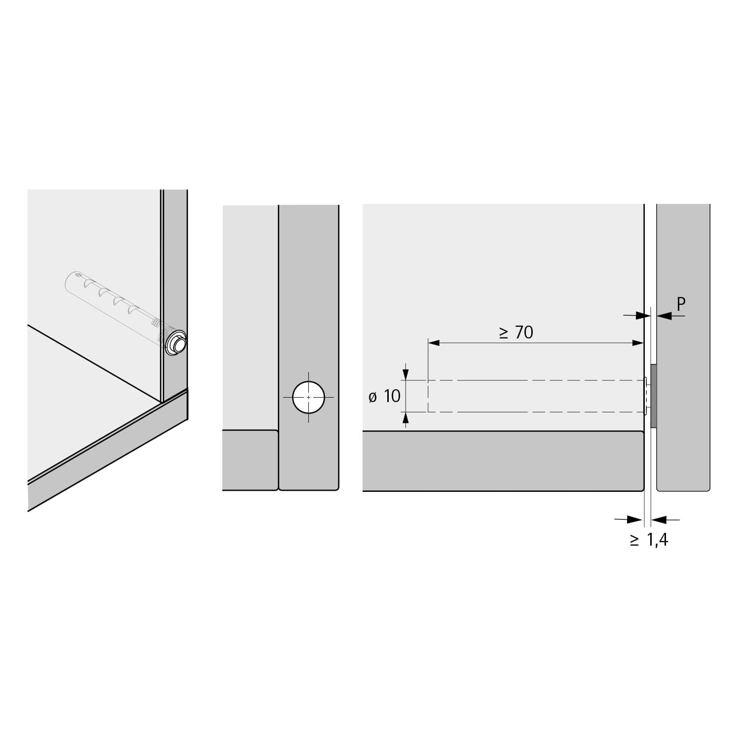 HETTICH Pin Strong, zum Einbohren, Langhub, anthrazit, 9375964