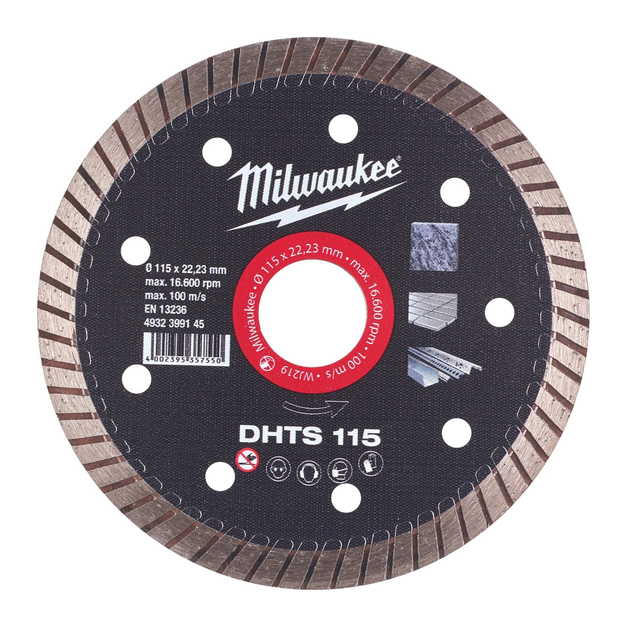MILWAUKEE Hart, dünn, geschlossen Diamanttrennscheibe DHTS 115 mm