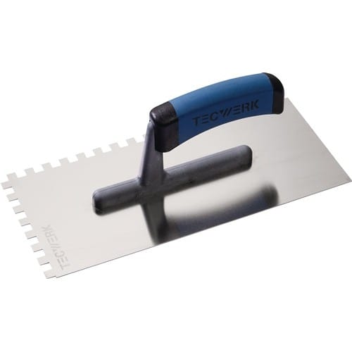 TECWERK Glättekelle L.280mm B.130mm Zahn 8x8 VA S.0,7mm TECWERK