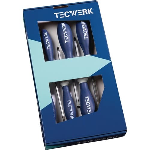 TECWERK Schraubendrehersatz 6-tlg.Schlitz/PH 3K-Griff 6-Kant-Klinge/Ans.TECWERK