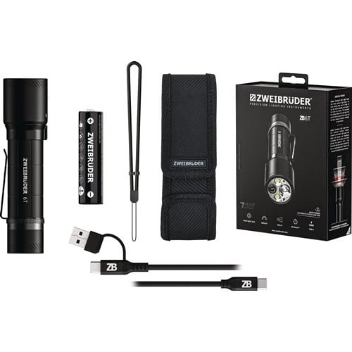 ZWEIBRÜDER LED-Taschenlampe ZB6T 30-3000 lm Akku Li-Ion 10-300m schwarz ZWEIBRÜDER