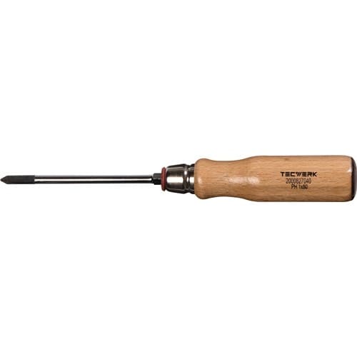 TECWERK Schraubendreher Gr.PH 1 Klingen-L.80mm Holzgr.Rundkl.m.6KT Ans.TECWERK