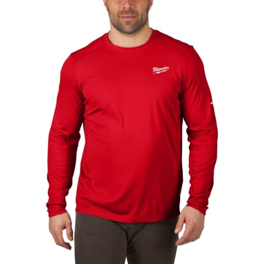 MILWAUKEE Funktions-Langarm-Shirt rot mit UV-Schutz WWLSRD-M