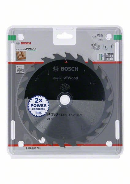 BOSCH Akku-Kreissägeblatt Standard for Wood, 190 x 1,6/1,1 x 20, 24 Zähne