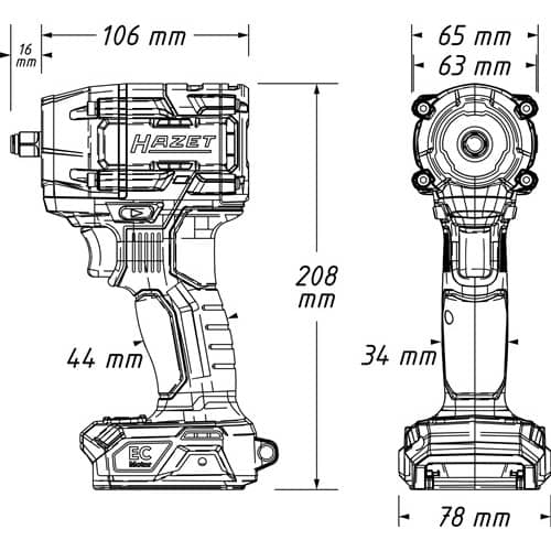 HAZET Akku-Schlagschrauber 9512-600 18V 12,5mm (1/2Zoll) 4-kt.406 Nm HAZET