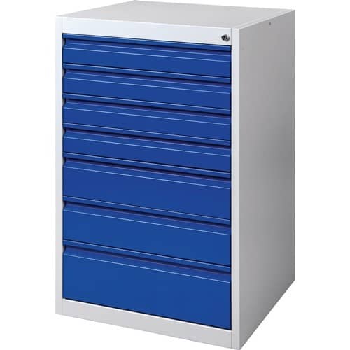 Nordwest Schubladenschrank BK 600 H1000xB600xT600mm grau/blau 7 Schubl.Einfachauszug