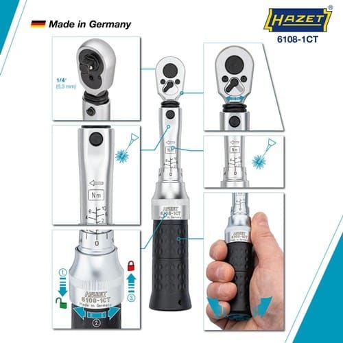 HAZET Drehmomentschlüssel 6108-1CT 1/4 Zoll 2-10 Nm HAZET