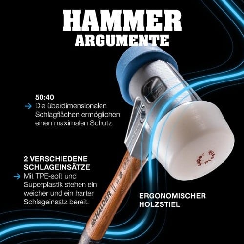 HALDER Schonhammer SIMPLEX L.330mm Kopf-D.50mm weich/mittelhart HO