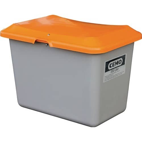 CEMO Streugutbehälter L890xB600xH640mm 200l GFK grau/orange o.Entnahmeöffnung CEMO