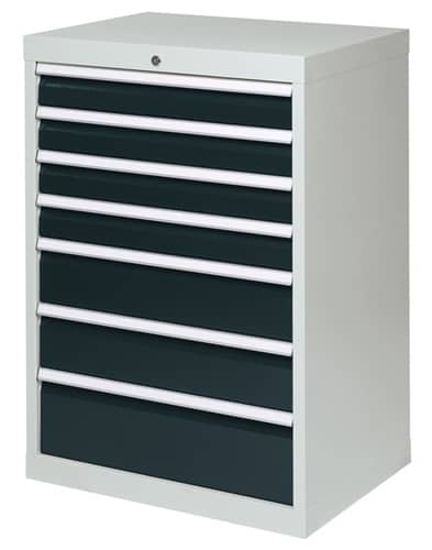 BEDRUNKA+HIRTH Schubladenschrank H1019xB680xT500mm lichtgrau/anthrazitgrau 7 Schubl.Vollauszug