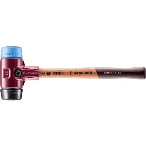 HALDER Schonhammer SIMPLEX L.350mm Kopf-D.50mm weich/mittelh.HO TPE-soft blau/Gu.schw.