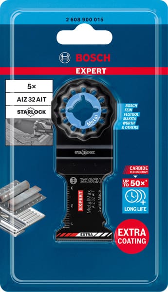 BOSCH EXPERT MetalMax AIZ 32 AIT Blatt für Multifunktionswerkzeuge, 40 x 32 mm, 5 Stück. Für oszillierende Multifunktionswerkzeuge
