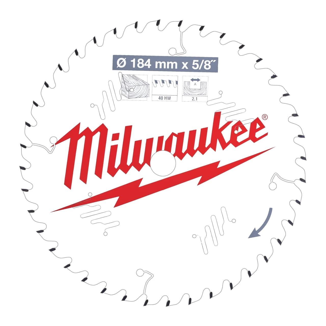 MILWAUKEE 184/15,87 mm 40 Wechselzahn Kreissägeblatt Holz für Handkreissägen