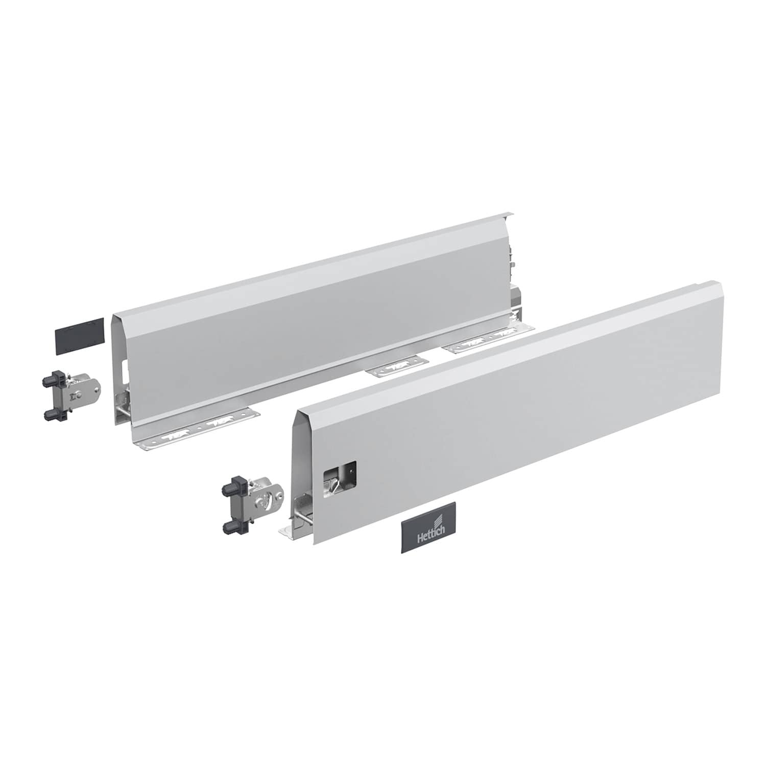 HETTICH Set Zarge ArciTech, 126 mm / 400 mm, silber, links und rechts, 9150625