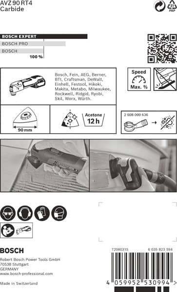 BOSCH EXPERT Sanding Plate AVZ 90 RT4 Blatt für Multifunktionswerkzeuge, 90 mm. Für oszillierende Multifunktionswerkzeuge