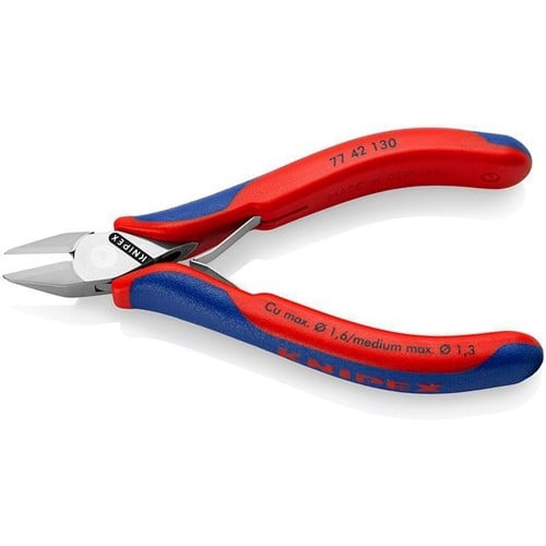 KNIPEX Elektronikseitenschneider L.130mm Form 4 Facette nein 2K-Hülle spiegelpol.KNIPEX