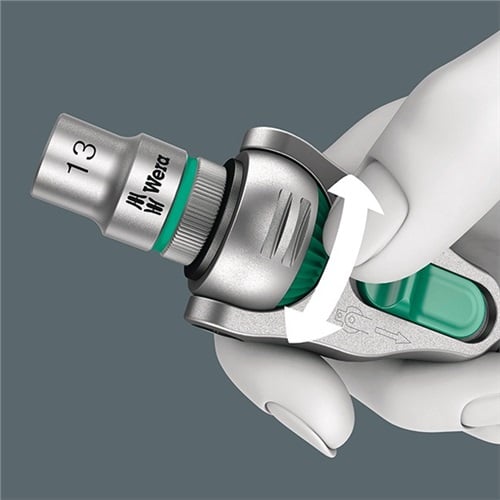 WERA Schwenk- u.U.-Knarre Zyklop Speed 1/2 Zoll Anz.Z.72 L.277mm 2K-Griff WERA