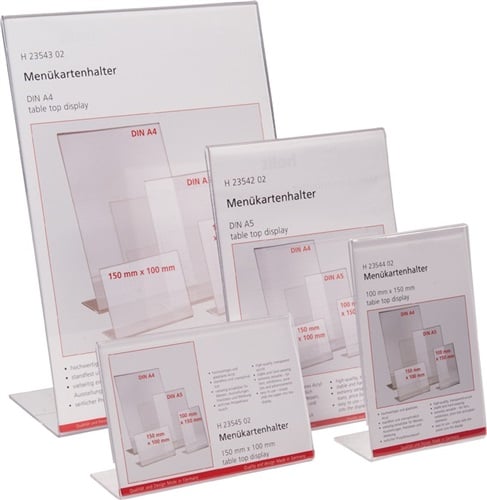 Tischaufsteller Acryl transparent freistehend HELIT