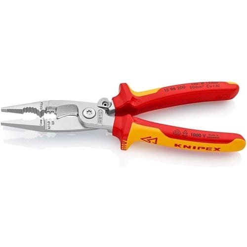 KNIPEX Elektroinstallationszange L.200mm VDE verchr.Mehrkomp.-Hüllen m.Öffnungsf.KNIPEX