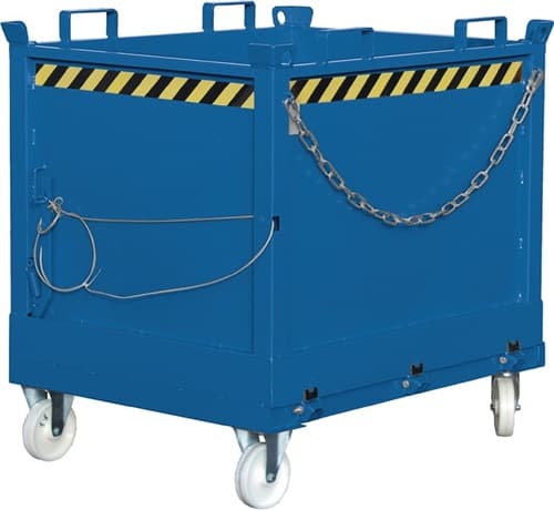 BAUER Klappbodenbehälter 0,5 m³ L800xB1200xH860mm lack.lichtblau o.Zentrierwände