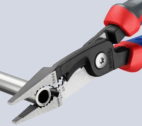 KNIPEX Elektroinstallationszange L.200mm pol.Mehrkomp.-Hülle o.Öffnungsf.KNIPEX