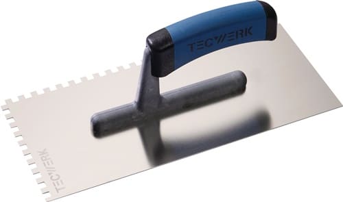 Glättekelle L.280mm B.130mm Zahn 6x6 VA S.0,7mm TECWERK