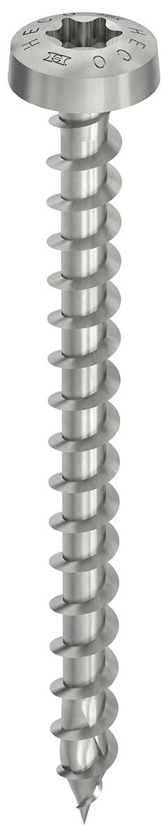 HECO TOPIX-plus A2 4,0 x 25, Rundkopf, T-Drive, Variables Vollgewinde, blank, gleitbeschichtet