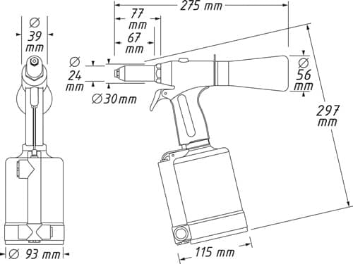 HAZET Druckluftblindnietgerät 9037N-2 14700N 3-6,4mm HAZET