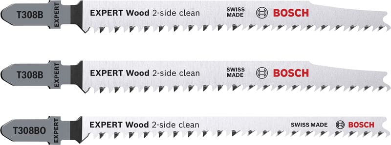 BOSCH EXPERT ‘Wood 2-side clean‘ Stichsägeblatt-Set, 3-tlg., T308B/BO. Für Stichsägen
