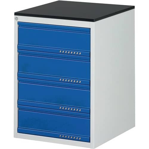 TECWERK Schubladenschrank BK 650 H820xB580xT650mm grau/blau 4 Schubl.Einfach.TECWERK