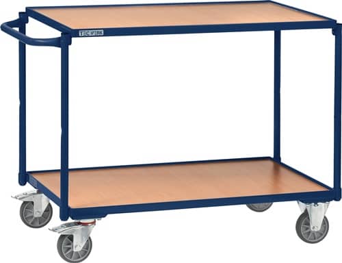 TECWERK Tischwagen 2 Ladeflächen L1000xB600mm saphirblau Trgf.300kg Bügel waager.TECWERK