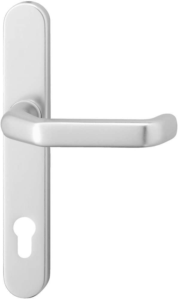 EDI Drückergarnitur mit Langschild Kronos 1200/0035, Aluminium, stahlfarbig