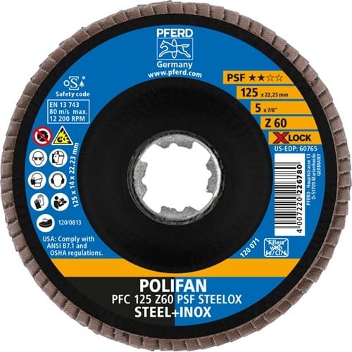 PFERD TOOLS Fächerscheibe X-LOCK PSF Z STEELOX D.125mm K.60 kon.INOX ZK Z PFERD