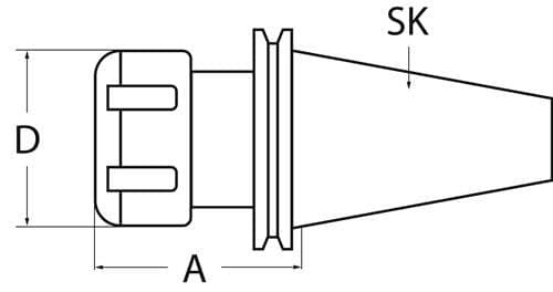 TECWERK Spannzangenfutter ER DIN 69871AD Spann-D.2-16mm SK40 A.-L.60mm TECWERK