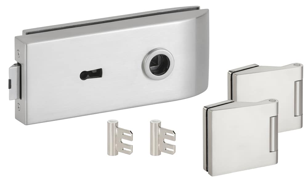 HERMAT Ganzglastürschloss-Set BARI 6142/6325/SZ, Edelstahl