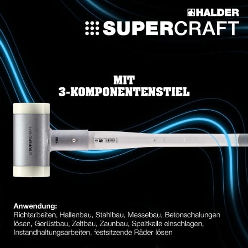 HALDER Schonhammer SUPERCRAFT L.315mm Kopf-D.50mm STA hart splitterfrei Nyl.weiß HALDER