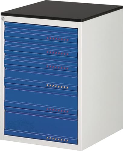 TECWERK Schubladenschrank BK 650 H820xB580xT650mm lichtgrau/blau 6Schubl.Einfach.TECWERK