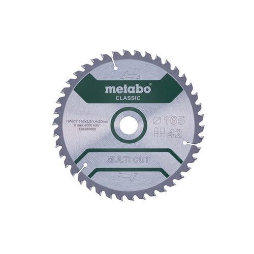 METABO Kreissägeblatt multi cut classic D165x2,2/1,4xBohrung20mm Z.42 FZ/TZ 5Grad