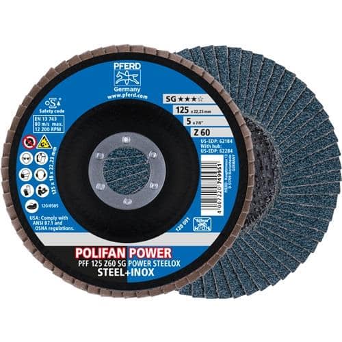 PFERD TOOLS Fächerscheibe POLIFAN Z SG POWER STEELOX D.125mm K.60 INOX ZK Ausf.fl.PFERD