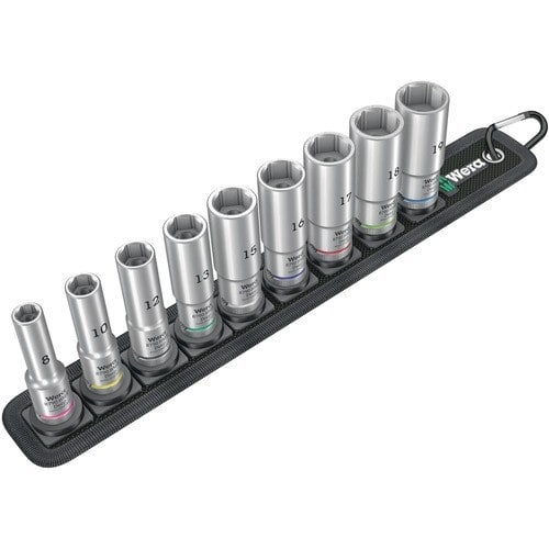WERA Steckschlüsseleinsatzset Belt B Deep 1 9-tlg.SW 8-19mm Antr.10mm (3/8) Zoll WERA