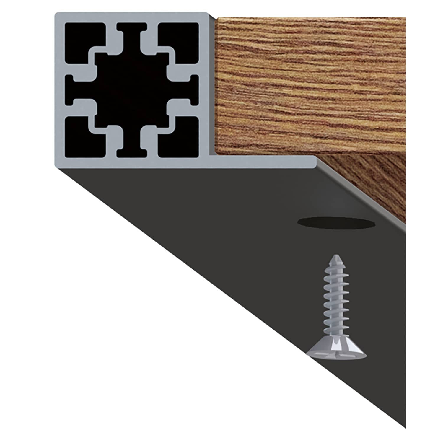 HETTICH Cadro Seiten- / Bodenprofil anschraubbar, 3000 mm, schwarz matt, 9298796