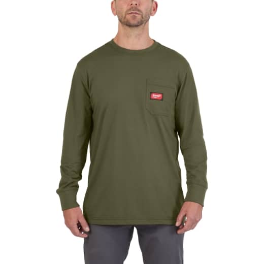 MILWAUKEE Arbeits-Langarm-Shirt grün mit UV-Schutz WTLSGN-L