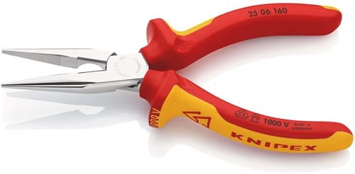 KNIPEX Flachrundzange DIN ISO 5745 L.160mm flach/rund ger.Mehrkomp.-Hülle VDE KNIPEX