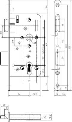 KFV Einsteckschloss WES 115-1/2, Messing 3104967