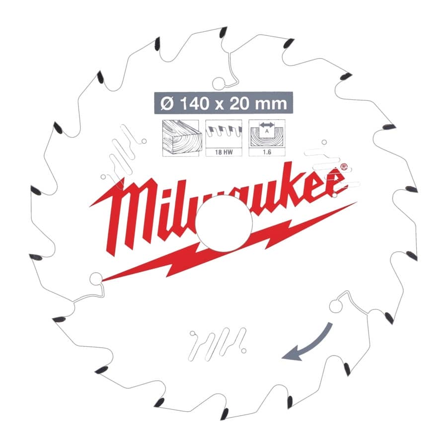 MILWAUKEE 140/20 mm Z18 Wechselzahn Kreissägeblatt Holz für Akku-Handkreissägen