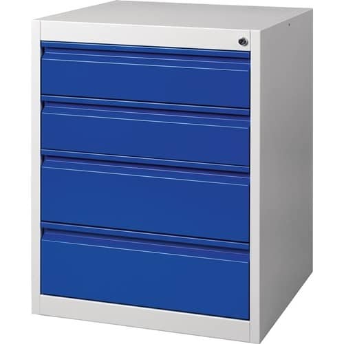 Nordwest Schubladenschrank BK 600 H800xB600xT600mm grau/blau 4 Schubl.Einfachauszug