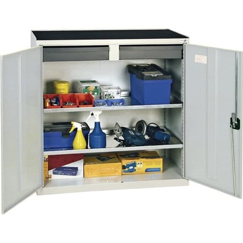 STUMPF Werkzeug-/Beistellschrank H1000xB1000xT500mm 2Schubl.,2Bd.lichtgrau/lichtgrau