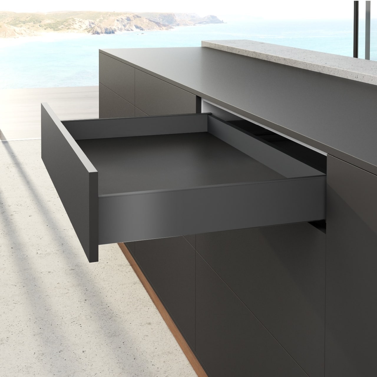HETTICH AvanTech YOU Set Zarge, Höhe 101 mm x NL 650 mm, anthrazit, links und rechts, 9353429
